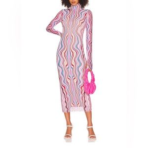AFRM Shailene Midi Dress in Multi Wave Small EUC